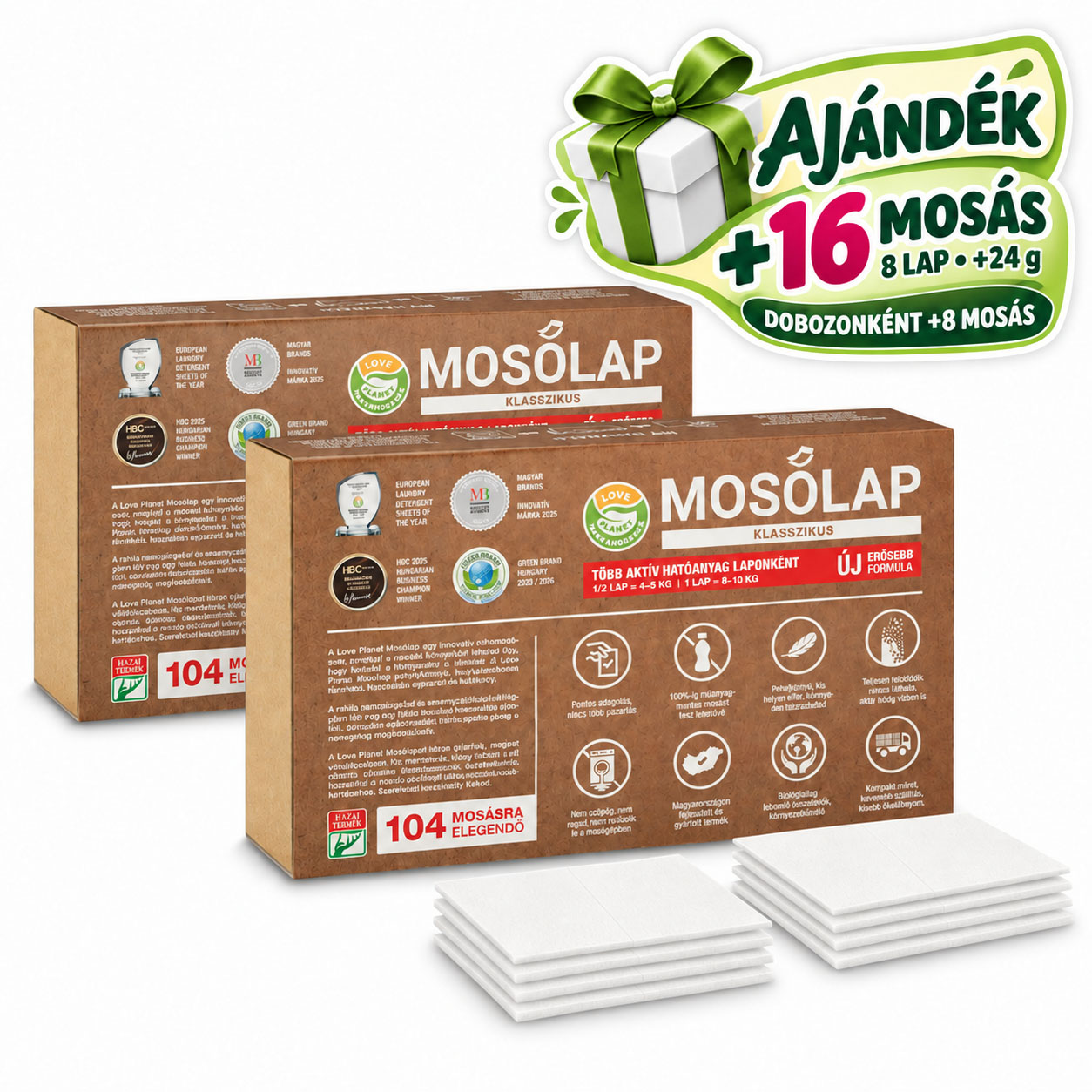 Love Planet Mosólap 224 mosásra – Klasszikus (2 x 104 + 16 ajándék)