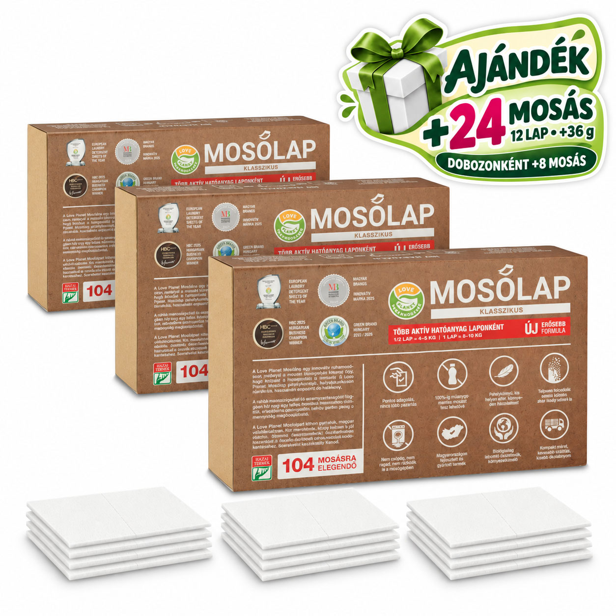 Love Planet Mosólap 336 mosásra – Klasszikus (3x104 + 24 ajándék)