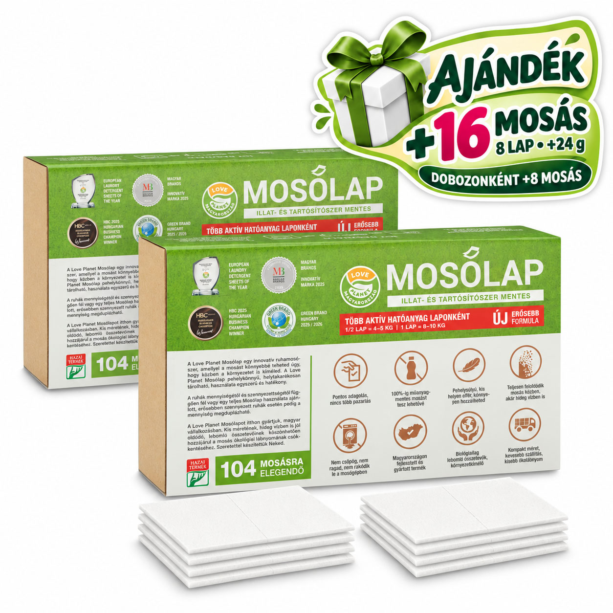 Love Planet Mosólap 224 mosásra – Mentes (2 x 104 + 16 ajándék)